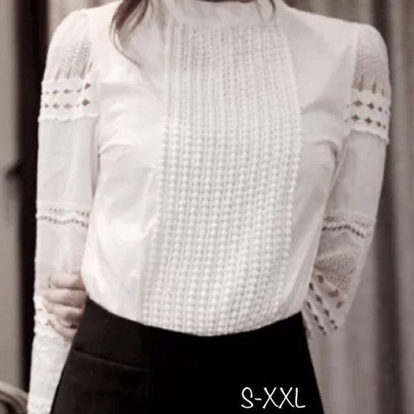 Gorgeous White Lace Crochet Blouse Small-XXL - Picture 4 of 8